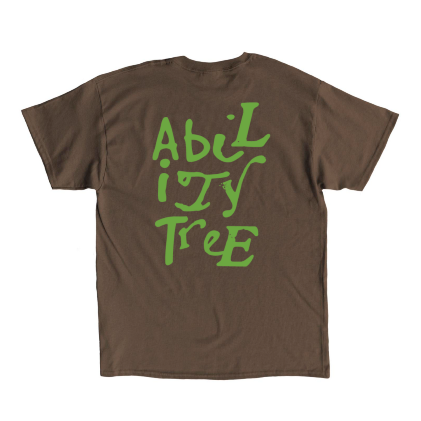 Abstract Text Ability Tree Brown T-Shirt