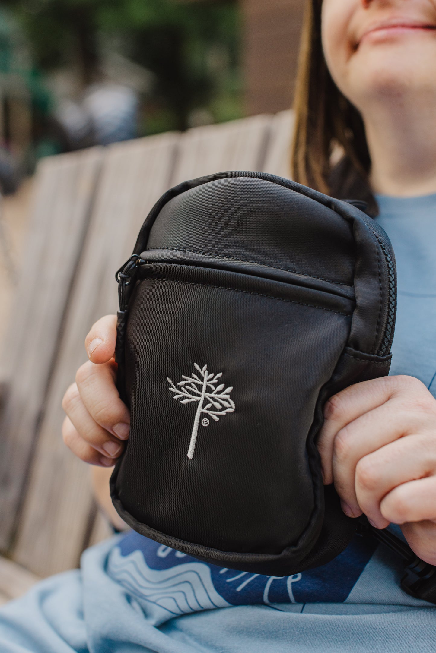 Embroidered AT Crossbody Black Sling Bag