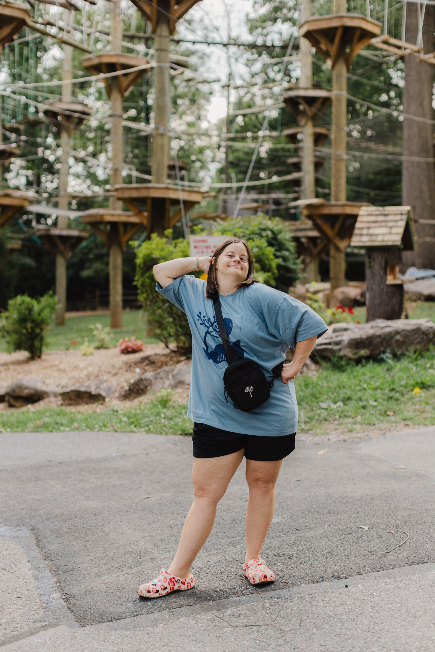 Embroidered AT Crossbody Black Sling Bag