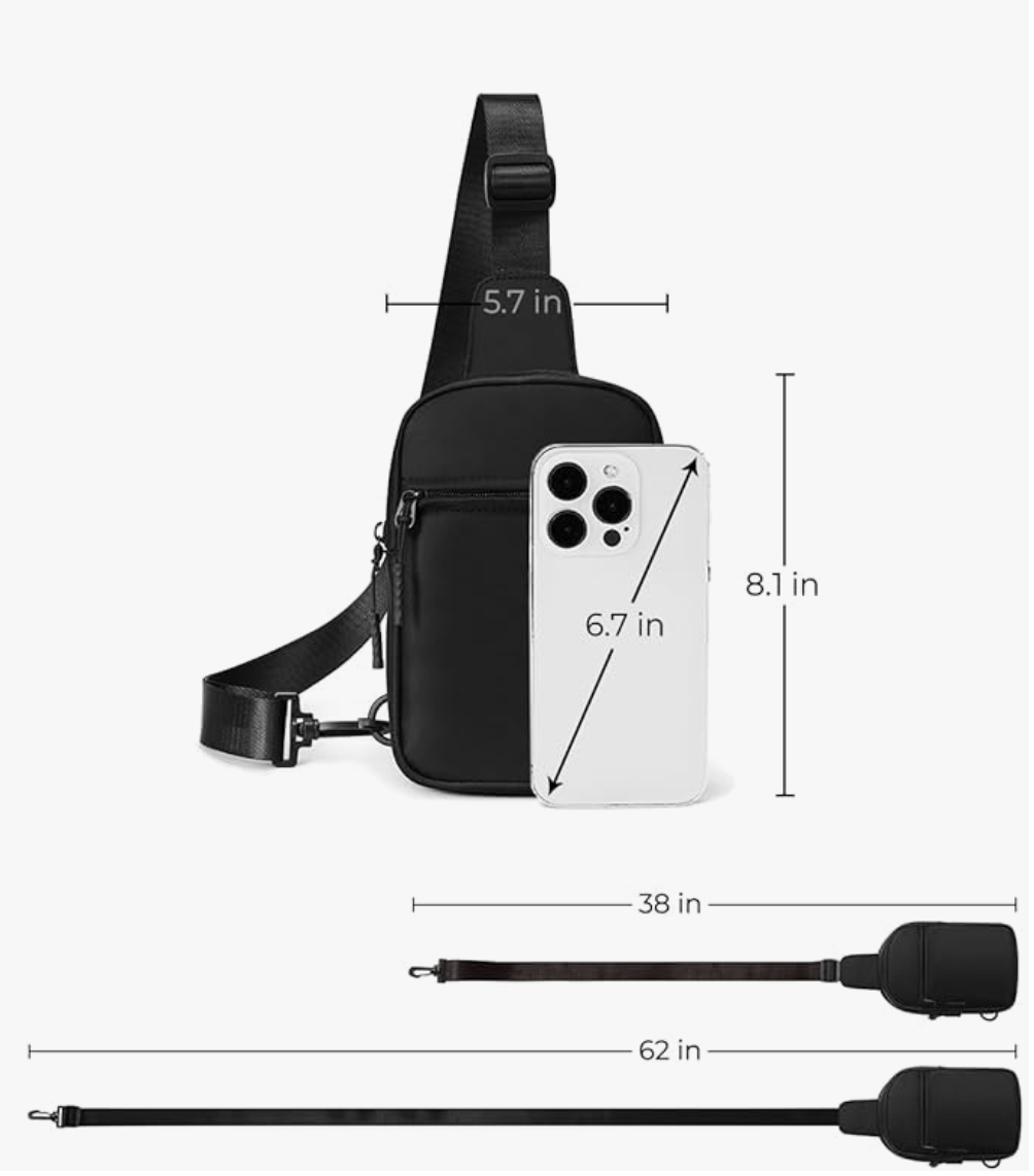 Embroidered AT Crossbody Black Sling Bag