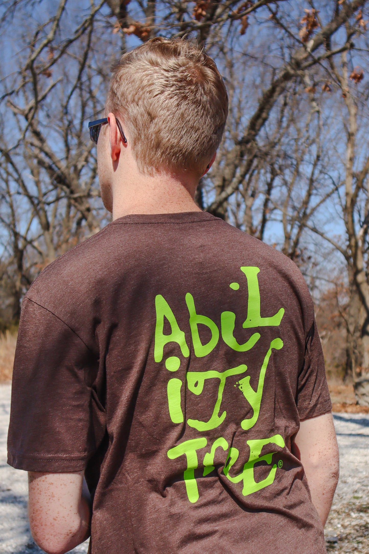 Abstract Text Ability Tree Brown T-Shirt